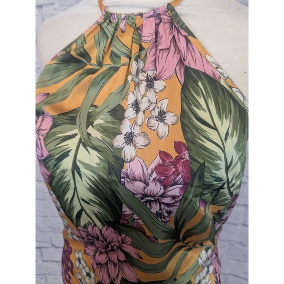 Marciano Satin Floral Printed Halter Wrap Top Womens Size Small Tropical Beach - Picture 7 of 7
